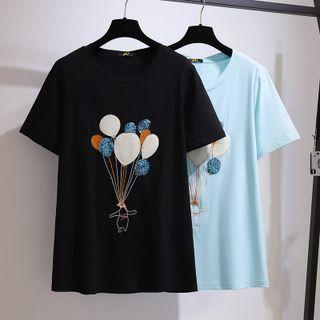 Short Sleeve Balloon Embroidered T-shirt