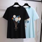 Short Sleeve Balloon Embroidered T-shirt