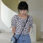 Square-neck Printed Cropped Blouse