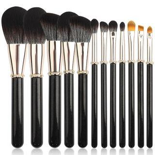Set Of 12: Makeup Brush T-12-072 - Set Of 12 - Black & Silver - One Size