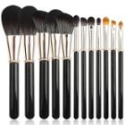 Set Of 12: Makeup Brush T-12-072 - Set Of 12 - Black & Silver - One Size