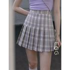 A-line Pleated Plaid Mini Skirt
