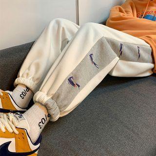 Print Two-tone Loose Fit Jogger Sweatpants
