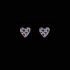Heart Checker Glaze Alloy Earring 1 Pair - Earring - Red & Blue - One Size