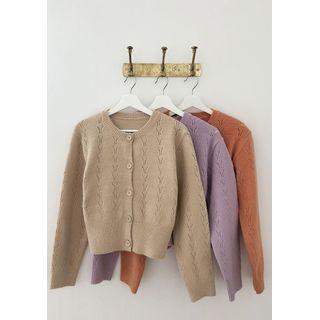 Pointelle-knit Cardigan (6 Colors)