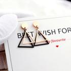 Triangle Drop Earring 1 Pair - Gold & Black - One Size