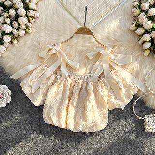 Cold Shoulder Rose Crop Blouse