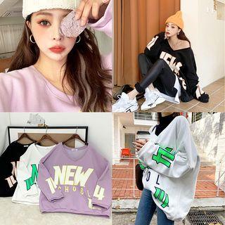 V-neck Letter Oversized Pullover