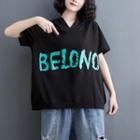 Short-sleeve Hood Lettering T-shirt