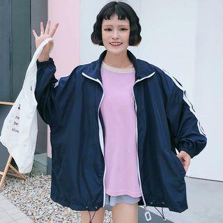 Contrast Trim Zip Windbreaker