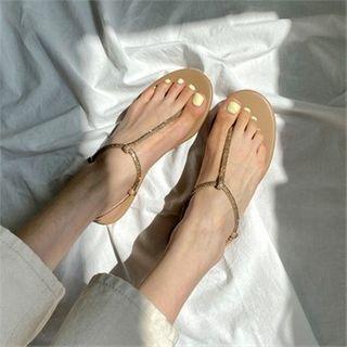 T-strap Rhinestone Sandals