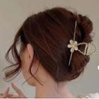 Flower Faux Cat Eye Stone Alloy Hair Clamp K05-362 - Gold - One Size