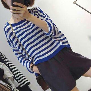 Striped 3/4 Sleeve Knit Top