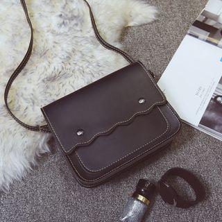 Scallop Trim Faux Leather Crossbody Bag