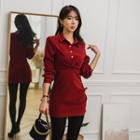 Wrap-front Faux-suede Minidress