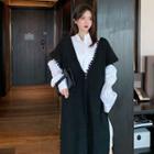 Plain Long-sleeve Loose-fit Shirt / Loose-fit Long Cardigan