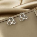 Sterling Silver Rhinestone Stud Earring E2588 - 1 Pair - Silver - One Size