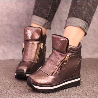 Hidden Wedge Zip High-top Sneakers