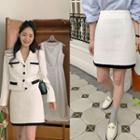 Contrast-trim Tweed Mini Skirt