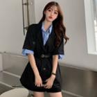 Elbow-sleeve Striped Shirt / Short-sleeve Blazer