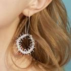 925 Sterling Silver Sequined Hoop Earring 1 Pair - Silver - One Size