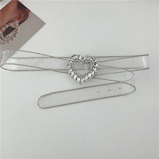 Heart Rhinestone Transparent Plastic Belt Transparent - One Size