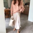 Plain Pullover / A-line Midi Skirt
