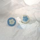 Cartoon Ear Stud 1 Pair - White & Blue - One Size