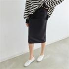 Band-waist Napped H-line Midi Skirt