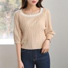 Square-neck Cropped Ribbed Knit Top