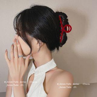 Velour Hair Claw Red - One Size