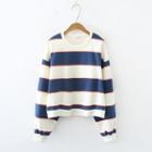 Color Block Sweatshirt Stripe - Blue & White - One Size