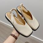Square-toe Flat Slingback Sandals