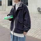 Puff-sleeve Corduroy Zipped Jacket