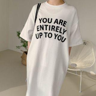 Lettered Short-sleeve T-shirt Dress