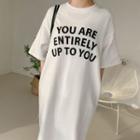 Lettered Short-sleeve T-shirt Dress