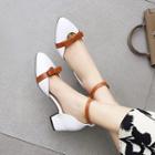 Ankle Strap Bow Accent Chunky Heel Sandals