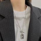 Letter H Pendant Stainless Steel Necklace Letter H - Silvre - One Size