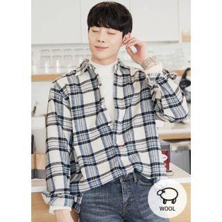 Wool Blend Plaid Flannel Shirt