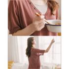 Button-trim Short-sleeve Layered Knit Top