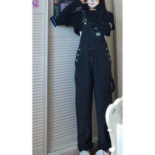 Long-sleeve Elbow-cutout T-shirt / Denim Dungaree