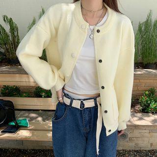 Round Neck Cardigan Almond - One Size