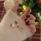 Set Of 4: Christmas Glaze Alloy Earring (various Designs)