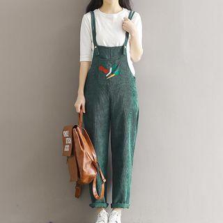Vegetable Embroidered Corduroy Jumper Pants