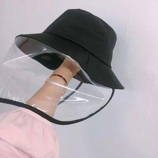 Plain Bucket Hat With Transparent Visor Black - M