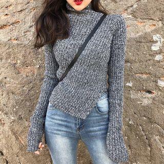 M Lange Mock-neck Asymmetrical Sweater
