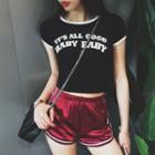 Contrasted-trim Lettering Cropped T-shirt