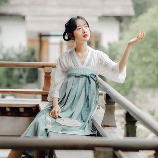 Traditional Chinese 3/4-sleeve Top / Embroidered A-line Tube Dress