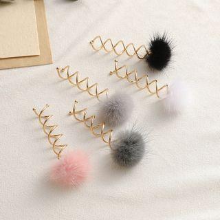 Fluffy Pom Pom Spiral Hair Pin