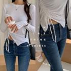 Drawstring Slim-fit Textured T-shirt